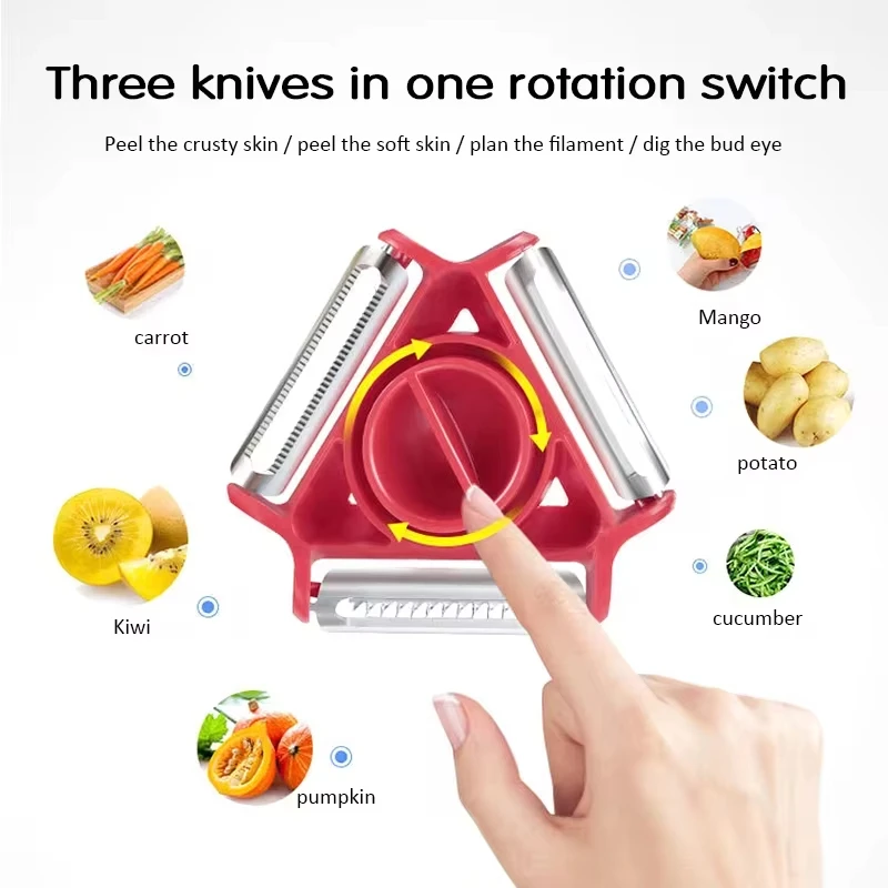 Kitchen Gadgets Peeler - Set di 3 Pelapatate Multifunzione in